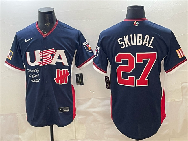 Men's USA Baseball x Undefeated #27 Tarik Skubal Navy 2026 World Baseball Classic Stadium Stitched Jersey